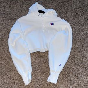 White Champion cropped hoodie